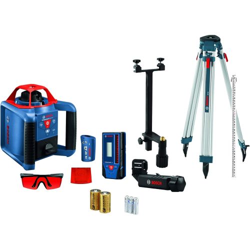  Bosch REVOLVE900 GRL900-20HVK Exterior 1000ft Range Horizontal/Vertical Self-Leveling Cordless Rotary Laser Kit with Tripod, 8ft Grade Rod and Laser Receiver