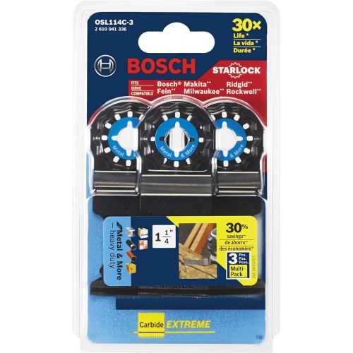  Bosch Starlock Carbide Plunge Cut Oscillating Multi-Tool Blade Set, 1-1/4“ OSL114C-3, P