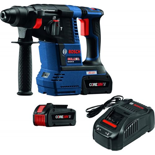  Bosch GBH18V-26K24 18V EC Brushless 1 SDS-plus Bulldog Rotary Hammer Kit with CORE18V 6.3 Ah Batteries