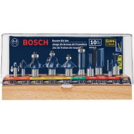 Bosch RBS010 1/2-Inch and 1/4-Inch Shank Carbide-Tipped All-Purpose Professional Router Bit Set, 10-Piece
