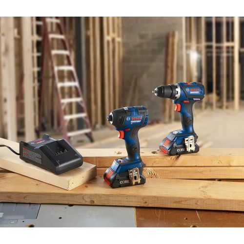 Bosch GXL18V-238B25 18V 2-Tool Combo Kit with Connected-Ready 1/4 In. Hex Impact Driver, Connected-Ready Compact Tough 1/2 In. Drill/Driver and (2) CORE18V 4.0 Ah Batteries