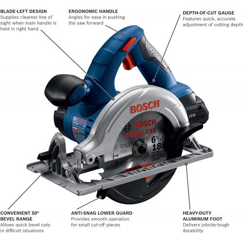  Bosch CCS180-B15 18V 6-1/2 In. Circular Saw Kit with (1) CORE18V 4.0 Ah Compact Battery