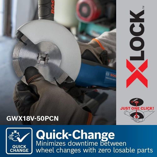  Bosch GWX18V-50PCN 18V X-LOCK EC Brushless Connected-Ready 4-1/2 In.  5 In. Angle Grinder with No Lock-On Paddle Switch (Bare Tool)