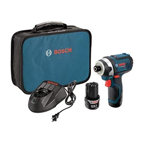  Bosch PS41-2A 12V Max 1/4-Inch Hex Impact Driver Kit with 2 Batteries, Charger and Case,Blue