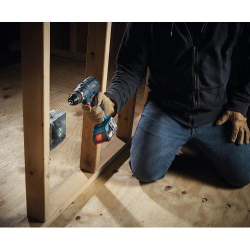  Bosch GXL18V-496B22 18V 4-Tool Combo Kit with Compact Tough 1/2 In. Drill/Driver, 1/4 In. and 1/2 In. Two-In-One Bit/Socket Impact Driver, Compact Reciprocating Saw and LED Worklig