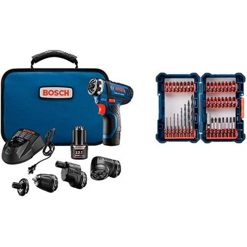  Bosch GSR12V-140FCB22 12V Max Flexiclick 5-In-1 Drill/Driver System with 40-pc Impact Tough Drill Driver Set