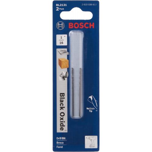  Bosch BL2131 2-Piece 1/16 In. x 1-7/8 In. Fractional Jobber Black Oxide Drill Bit