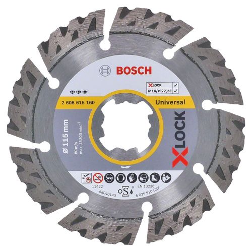  Bosch Professional 2608615160 Diamond Cutting Disc Best (Universal, X-Lock, Diameter 115 mm, Bore Diameter 22.23 mm, Cutting Width 2.2 mm)