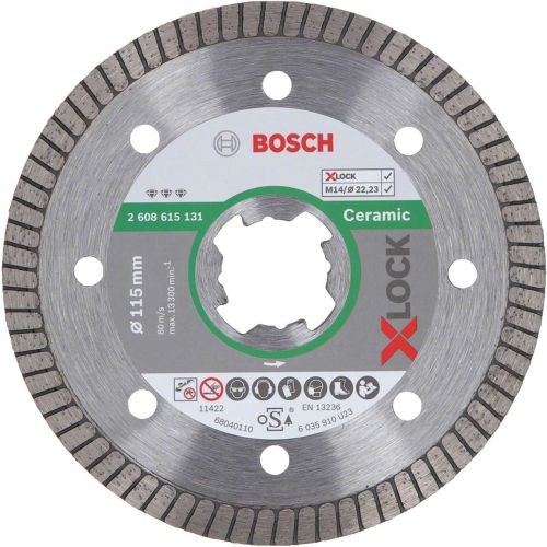  Bosch Professional 2608615131 Diamond Cutting Disc Best for Ceramic X-Lock Extraclean Turbo Diameter 115 mm Bore Diameter 22.23 mm