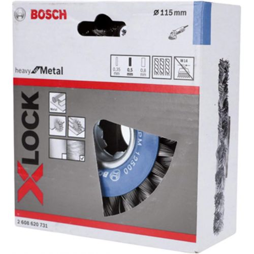  Bosch Professional 2608620731 Wire Wire Brush for Metal X-Lock, Diameter 115 mm, Wire Thickness 0.5 mm