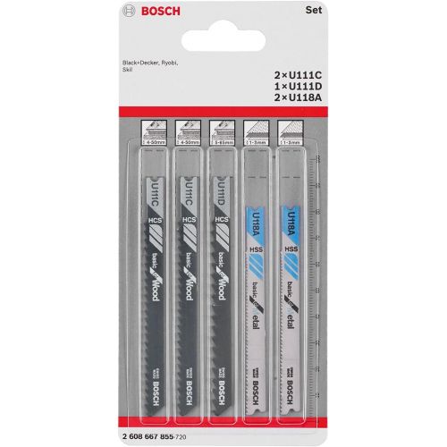  Bosch 2608667855 Jigsaw Blade-Set U111C/U111D/U1 5 Pcs