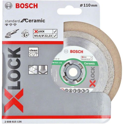  Bosch Professional 2608615136 Standard Diamond Cutting Disc for Ceramic X-Lock Diameter 110 mm Bore Diameter 22.23 mm