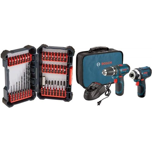  Bosch 40 Piece Impact Tough Drill Driver Custom Case System Set DDMS40 with Bosch Power Tools Combo Kit CLPK22-120 - 12-Volt Cordless Tool Set (Drill/Driver and Impact Driver)