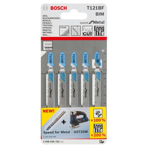  Bosch 2608636702 Jigsaw BladeT 121 BF (5 Piece)