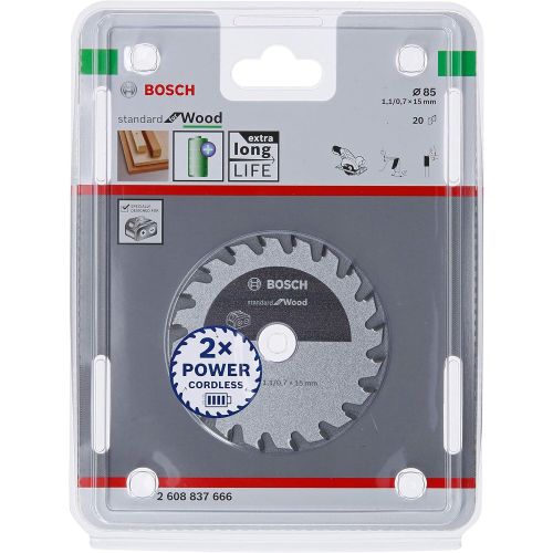  Bosch Professional Circular Saw Blade Standard for Wood (Wood, 85 X 15 X 1.1 mm, 20 Teeth, Accessory Cordless Circular Saw)