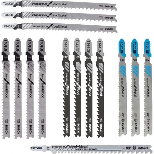  Bosch Professional 15pc Jigsaw Blade Set (MultiMaterial, Accessory for Jigsaws)