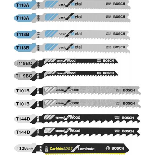  Bosch T11C 11 pc. Laminate/Wood/Metal T-Shank Jig Saw Blade Set