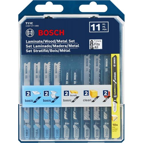  Bosch T11C 11 pc. Laminate/Wood/Metal T-Shank Jig Saw Blade Set