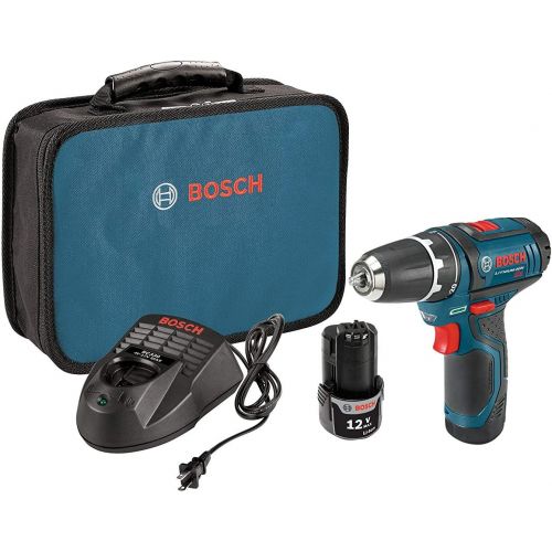  Bosch PS31-2A 12V Max 3/8-In 2-Speed Drill/Driver Kit, 12V Max EC Brushless Palm Edge Router, and the TI14 Titanium Metal Drill Bit Set