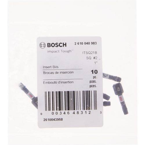  BOSCH ITSQ21B Impact Tough 1 In. Square #2 Insert Bits