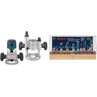 Bosch MRC23EVSK Combination Router - 15 Amp 2.3 Horsepower Corded Variable Speed Combination Plunge & Fixed-Base Router Kit with Hard Case & RBS010 10pc. All-Purpose Router Bit Set