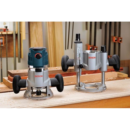  Bosch MRC23EVSK Combination Router - 15 Amp 2.3 Horsepower Corded Variable Speed Combination Plunge & Fixed-Base Router Kit with Hard Case & RBS010 10pc. All-Purpose Router Bit Set