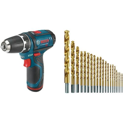  Bosch PS31-2A 12-Volt Max Lithium-Ion 3/8-Inch 2-Speed Drill/Driver Kit with 2 Batteries, Charger and Case w/ 21pc drill bit set