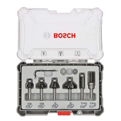  Bosch Professional 2607017468 6-Piece Set Edge and Edge Cutter Set for Wood for Router with 6mm Shank