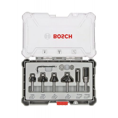  Bosch Professional 2607017468 6-Piece Set Edge and Edge Cutter Set for Wood for Router with 6mm Shank