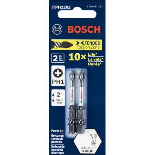  Bosch ITPH1202 2 pc. Impact Tough 2 In. Phillips #1 Power Bits