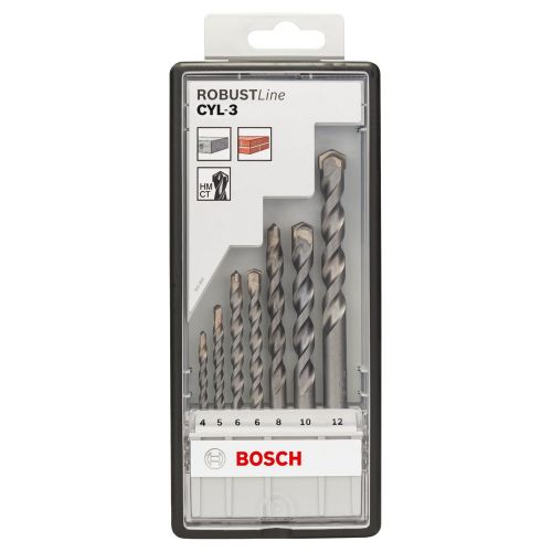  Bosch 2607010545 Concrete Drill Bit-SetRobust Line Cyl-3 Silver Percussion 4-12mm 7 Pcs