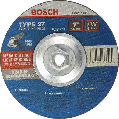  BOSCH CG27M701 7 In. 1/8 In. 5/8-11 In. Arbor Type 27 24 Grit Light Grinding/Metal Cutting Abrasive Wheel