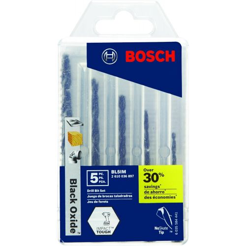  BOSCH BL5IM 5 Pc. Impact Tough Black Oxide Drill Bit Set,