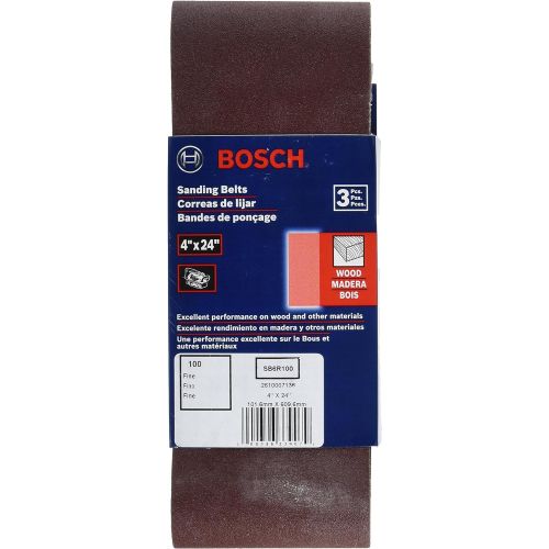  BOSCH SB6R100 3-Piece 100 Grit 4 In. x 24 In. Sanding Belts