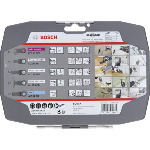  Bosch Professional 2608664622 6-Piece Starlock Tungsten Carbide Plunge-Cutting Blade Set (Wood, Metal and Multi Material, Accessories: Multi-Functional Tool)