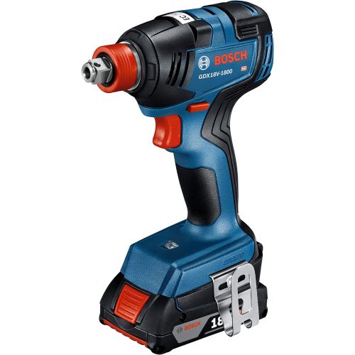  Bosch GXL18V-240B22 18V 2-Tool Combo Kit with 1/2 In. Hammer Drill/Driver, Freak 1/4 In. and 1/2 In. Two-In-One Bit/Socket Impact Driver and (2) 2.0 Ah SlimPack Batteries