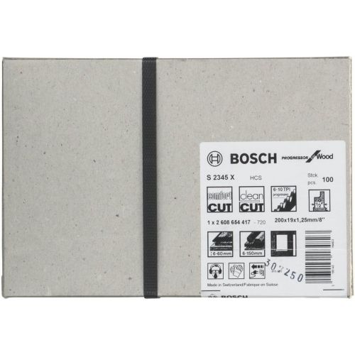  Bosch Professional 100 Pieces Sabre Saw Blade S 2345 X Progressor for Wood (for Wood, 200 x 19 x 1.25 mm, Sabre Saw Accessories)