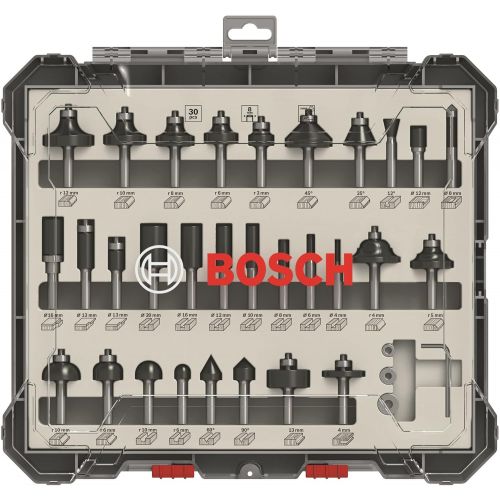  Bosch Professional 2607017475 30-Piece Set Wood Router Bit Set for 8mm Shank Router