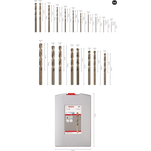  Bosch 2608587014 Metal Drill Bit-SetPro Box 135° Hss-Cobalt 19 Pcs