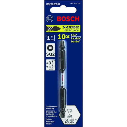  BOSCH ITDESQ23501 3.5 In. Square #2 Double-Ended Impact Tough Screwdriving Bit, 3.5 Large