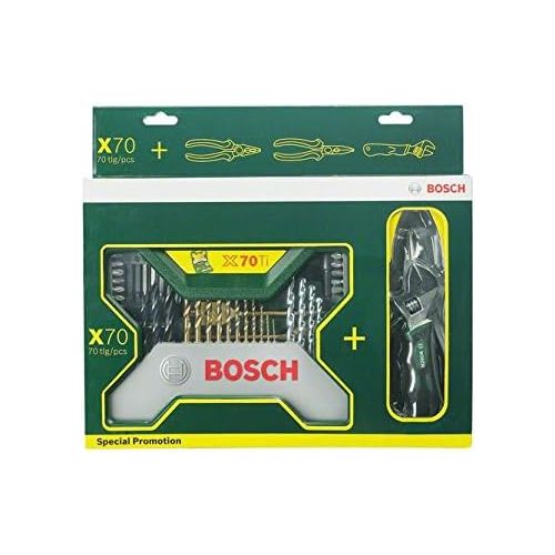  Bosch 2607017197 Universal X-Line Titanium Drill and Bit Set - Green/Grey (70-Piece)