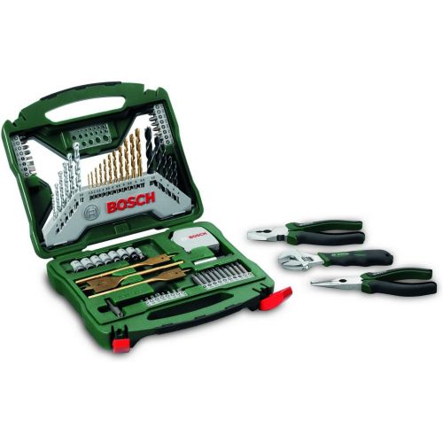  Bosch 2607017197 Universal X-Line Titanium Drill and Bit Set - Green/Grey (70-Piece)