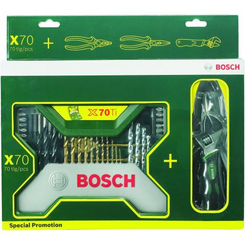  Bosch 2607017197 Universal X-Line Titanium Drill and Bit Set - Green/Grey (70-Piece)