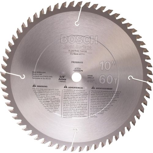  Bosch PRO1060SS 10-Inch 60 Tooth TCG Solid Surface Saw Blade with 5/8-Inch Arbor