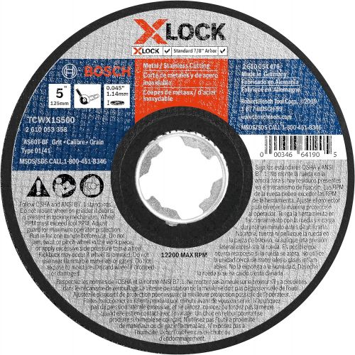  BOSCH TCWX1S500 5 In. x .045 In. X-LOCK Arbor Type 1A (ISO 41) 60 Grit Fast Metal/Stainless Cutting Abrasive Wheel