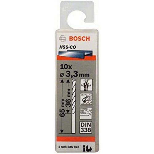  Bosch 2608585878 Metal Drill Bit Hss-Co 3, 3mmx36mmx2.6In 10 Pcs