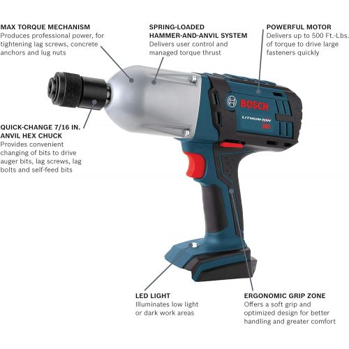 BOSCH Bare-Tool HTH182B 18-Volt Lithium-Ion 7/16-Inch Hex Impact High Torque Wrench