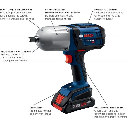  BOSCH - IWHT180-B25 Bosch IWT180-B25 18V High-Torque Impact Wrench Kit with Friction Ring