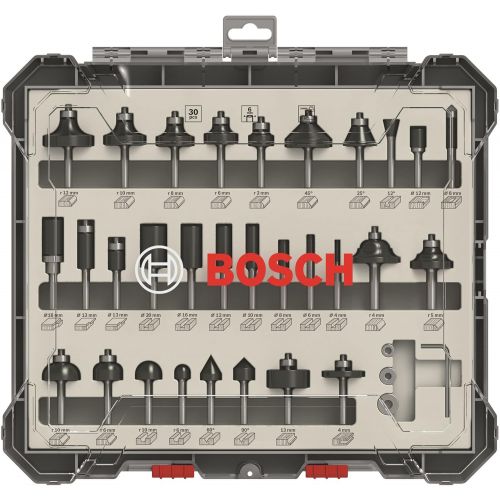  Bosch Professional 2607017474 30-Piece Set Wood Router Bit Set for 6mm Shank Router