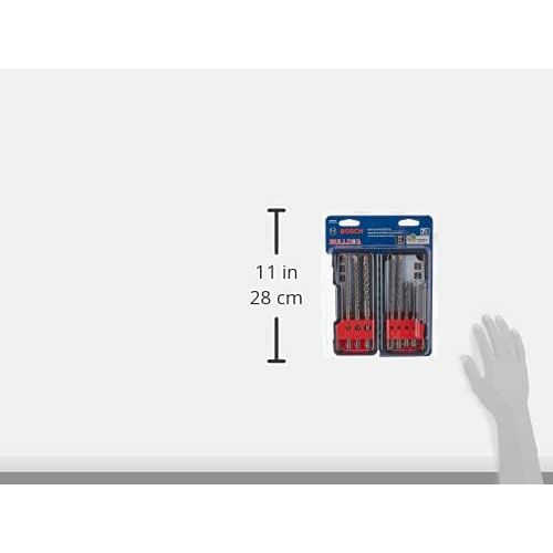  BOSCH 7 Piece Carbide-Tipped SDS-plus Rotary Hammer Drill Bit Set with Storage Case HCK001, Gray